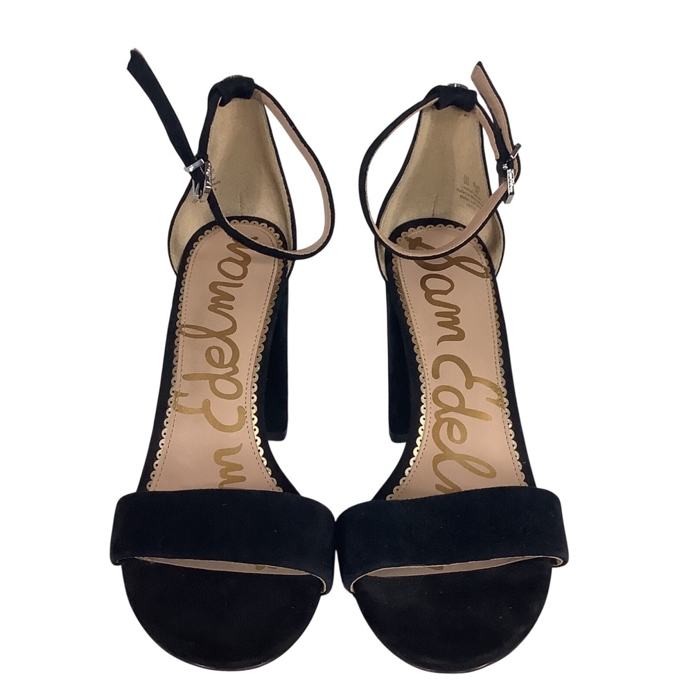 Sam Edelman Yaro Black Suede Block Heel Ankle Strap Sandals Womens 9M Dress Shoe